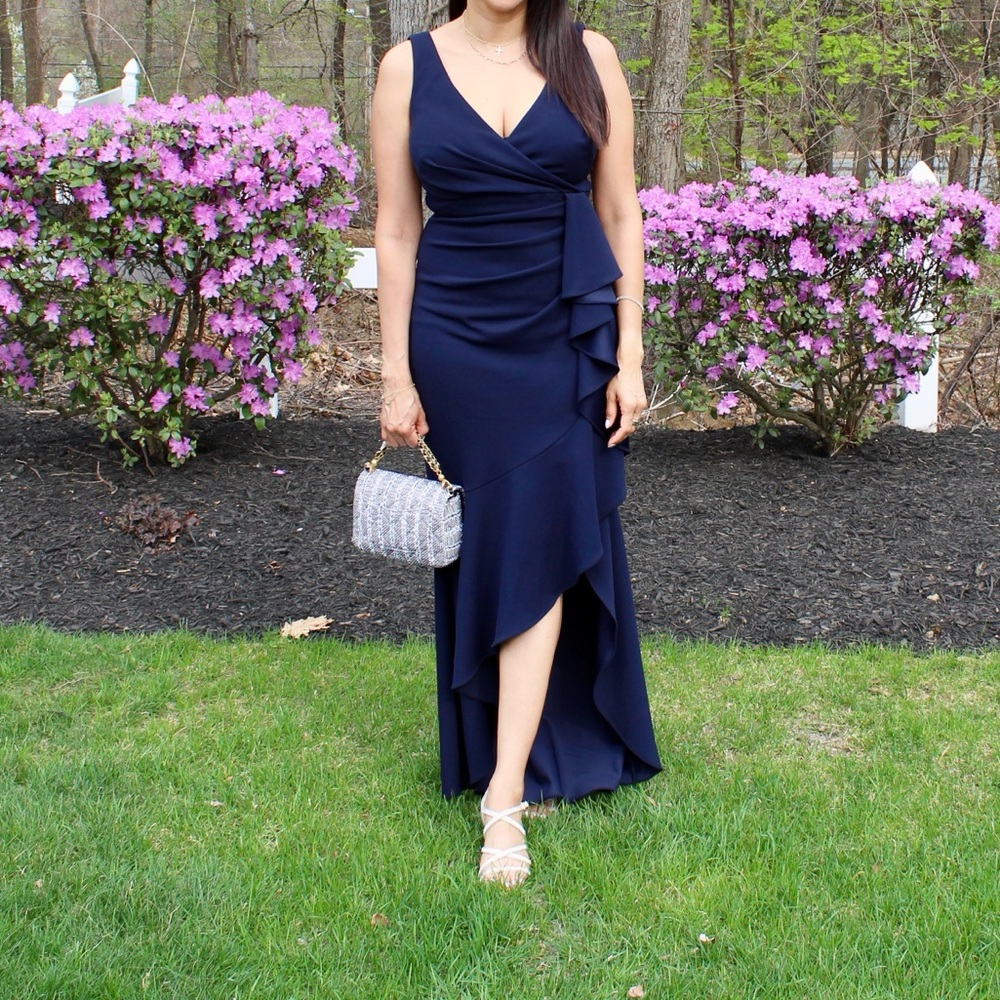 Beautiful navy dress by Betsy & Adam